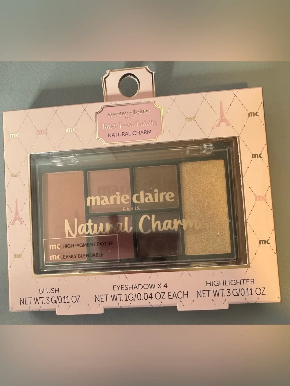 Marie Claire Natural Charm Eyeshadow Blush highlighter Palette Warm Pink/Bronze
